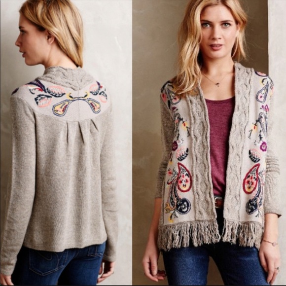 Anthropologie Sweaters - Sleeping on Snow Folklore Open Cardigan sz L